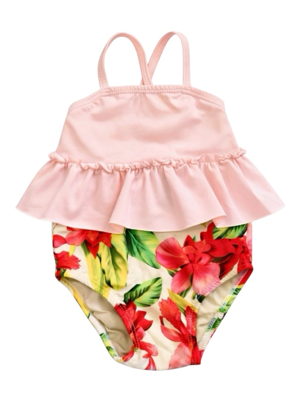 Boutique Baby Girl One-Piece Swimsuit 6-12M Tropical Floral